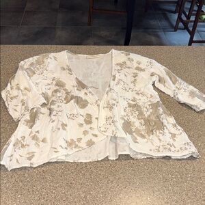 Paper lace floral cardigan blouse